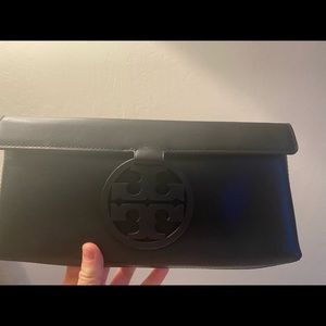 Tory Burch black clutch (like new)